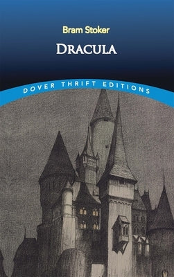 Paperback Dracula by Dover Publications with a dark, gothic cover featuring vampire imagery and classic horror artwork.