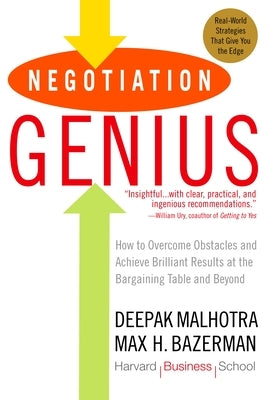 Paperback of Negotiation Genius book by Bantam featuring a cover with a professional design on overcoming obstacles in bargaining.