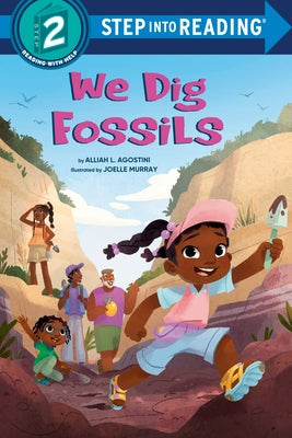 Paperback copy of "We Dig Fossils" by Random House Books for Young Readers showing the book cover with colorful fossil illustrations.