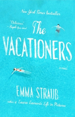 Cover of the paperback novel "The Vacationers" by Riverhead Books, featuring a scenic beach background with people relaxing.