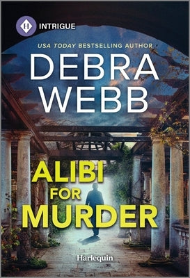 Mass market paperback of "Alibi for Murder" by Harlequin Intrigue featuring a suspenseful cover with mysterious shadows and a crime scene.