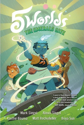 Paperback of 5 Worlds Book 5: The Emerald Gate graphic novel by Random House Graphic, featuring colorful cover art.
