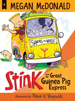 Paperback of "Stink and the Great Guinea Pig Express" by Candlewick Press, featuring colorful cover art with a guinea pig and train.