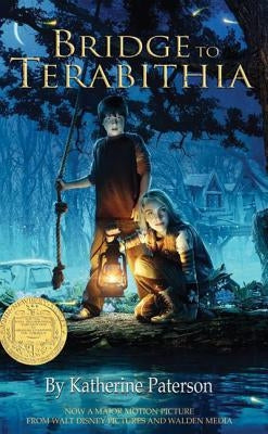 Paperback edition of "Bridge to Terabithia" by HarperCollins, showing the book cover with colorful illustrations.
