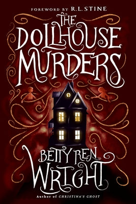 Paperback copy of The Dollhouse Murders novel by Holiday House featuring a book cover with a dollhouse illustration.