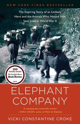 Paperback book titled "The Elephant Company" by Random House Trade, featuring a cover with an elephant illustration.
