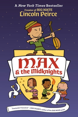 Paperback of "Max & the Midknights" by Yearling Books featuring colorful cover art with cartoon characters and a playful scene.