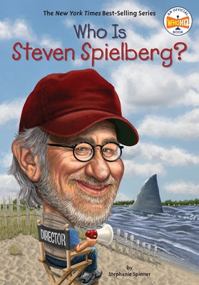 Paperback book titled "Who Is Steven Spielberg?" by Penguin Young Readers Group, featuring a colorful cover image.