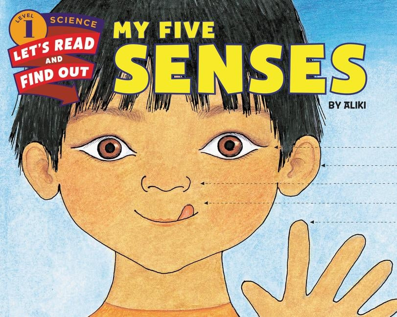 Paperback of My Five Senses book by HarperCollins showing colorful cover with children exploring the senses.