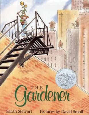 Paperback edition of The Gardener Caldecott Honor Book by Square Fish, featuring a colorful illustrated cover.