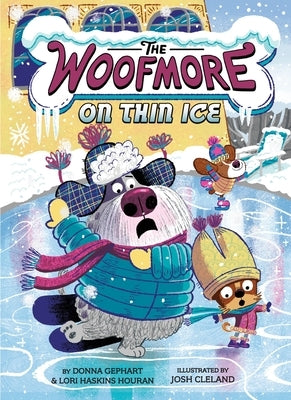 Paperback of The Woofmore on Thin Ice, the third book in the Woofmore series by Amulet Books, showing the cover art.