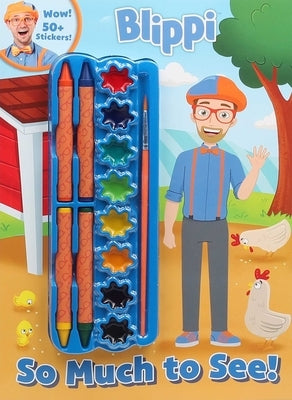Paperback of Blippi: So Much to See! by Studio Fun International featuring colorful illustrations of Blippi exploring new sights.