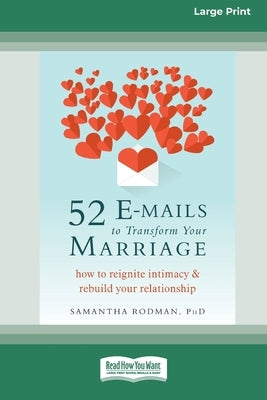 Paperback book titled "52 E-mails to Transform Your Marriage" by ReadHowYouWant, featuring large print edition on the cover.