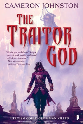 Paperback of The Traitor God by Angry Robot featuring dark, illustrated cover with fantasy artwork and ominous design elements.