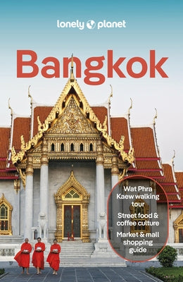 Lonely Planet Bangkok paperback travel guide with colorful cover and detailed map illustrations.