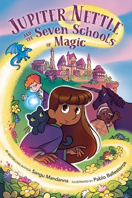 Paperback graphic novel titled Jupiter Nettle and the Seven Schools of Magic by Viking Books for Young Readers, featuring colorful cover art.