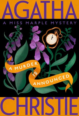 Paperback copy of "A Murder Is Announced: A Miss Marple Mystery" by William Morrow & Company featuring the book cover with title and author name.