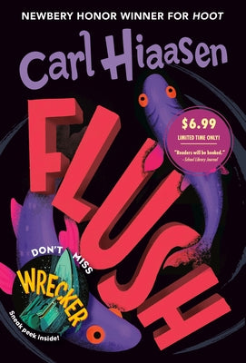 Paperback "Flush" novel by Yearling Books, showing the cover with colorful illustration and title text.