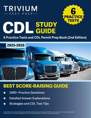 Paperback CDL Study Guide 2025-2026 by Trivium Test Prep with practice tests and permit prep for CDL exam success.