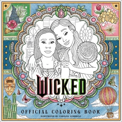 Wicked Official Coloring Book by Dey Street Books, paperback with intricate black-and-white illustrations for coloring.