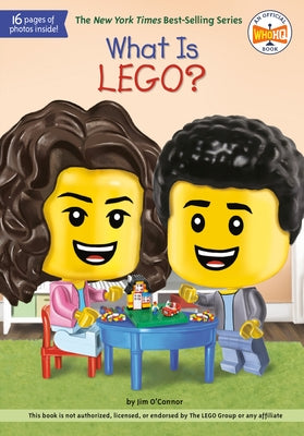 Paperback book titled "What Is Lego?" by Penguin Workshop, featuring colorful cover art related to LEGO building and toys.