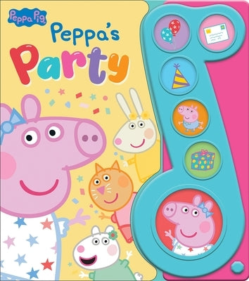 Peppa Pig Peppa's Party Sound Book by Pi Kids, colorful board book with sound buttons and Peppa Pig characters.