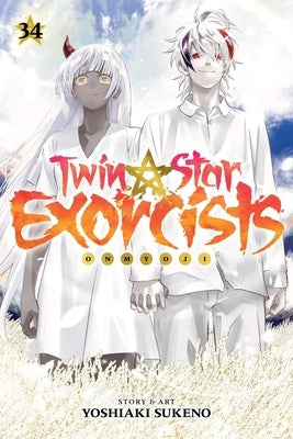Paperback copy of Twin Star Exorcists, Vol. 34: Onmyoji manga by Viz Media showing the cover with anime-style artwork.