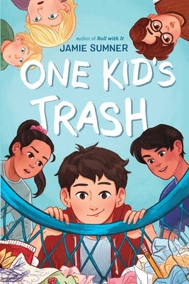 Paperback of "One Kid's Trash" by Atheneum Books for Young Readers featuring the book cover with colorful illustrations.