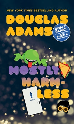 Mass market paperback of "Mostly Harmless" by Del Rey Books, showing the book cover with title and author details.