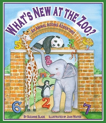 Paperback of "What's New at the Zoo? an Animal Adding Adventure" by Arbordale Publishing with colorful animal illustrations.