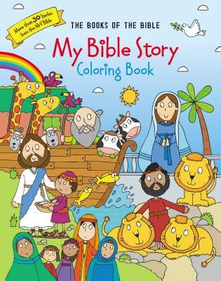 Colorful Zonderkidz My Bible Story Coloring Book featuring the Books of the Bible, paperback edition with illustrated pages.