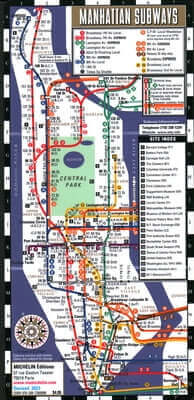 Streetwise Manhattan Bus Subway Map - Laminated Subway & Bus Map of Manhattan, New York Folded Michelin Travel Publications