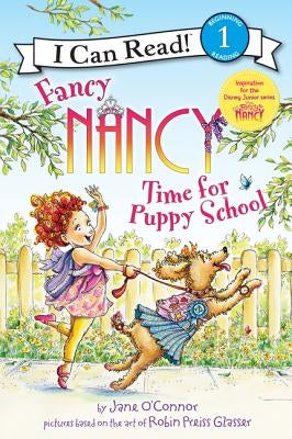 Paperback of Fancy Nancy: Time for Puppy School by HarperCollins, featuring colorful cover art with a cheerful puppy and Nancy.