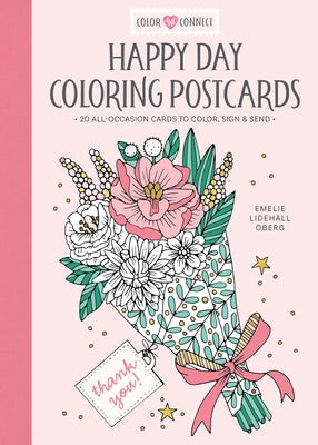 Coloring postcards from Happy Day Coloring Postcards set by Better Day Books, featuring 20 all-occasion cards to color, sign, and send.