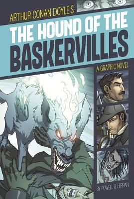Paperback graphic novel of The Hound of the Baskervilles by Stone Arch Books, featuring a dark, mysterious illustration on the cover.