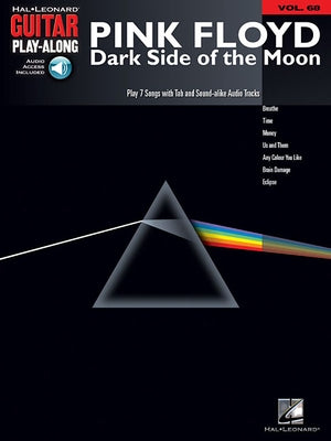 Pink Floyd Dark Side of the Moon guitar play-along book by Hal Leonard with online audio and CD, featuring sheet music and tabs.