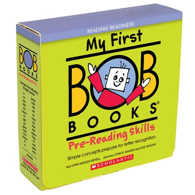 My First Bob Books Pre-Reading Skills Box Set by Scholastic Inc. for ages 3 and up, includes phonics and reading readiness activities.
