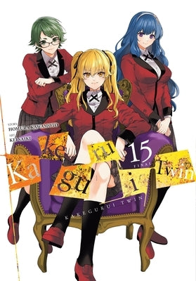 Paperback of Kakegurui Twin, Vol. 15 manga by Yen Press, featuring cover art with characters from the series.