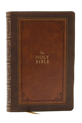 Thomas Nelson Brown Leathersoft Bible with Apocrypha, 1611 KJV Holy Bible featuring a brown leather-like cover and gold-edged pages.