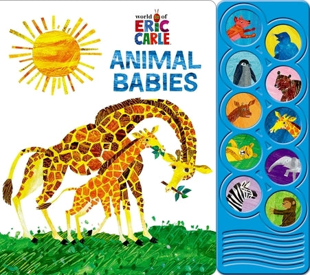 Pi Kids World of Eric Carle Animal Babies Sound Book, colorful board book with sound buttons featuring cute animal illustrations.