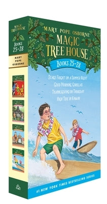 Boxed set of Magic Tree House Books 25-28 by Random House Books for Young Readers, featuring colorful cover illustrations.