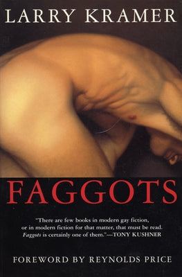 Paperback book titled "Faggots" by Grove Press with a close-up of the front cover featuring bold typography.