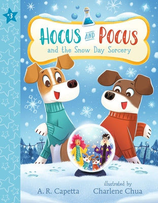 Paperback of "Hocus and Pocus and the Snow Day Sorcery" by Candlewick Press, featuring a colorful winter-themed cover illustration.