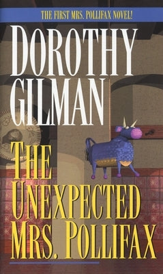 Mass market paperback of The Unexpected Mrs. Pollifax by Fawcett Books, showing the book cover with colorful illustrations.