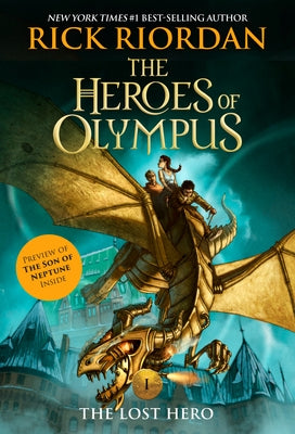 Paperback of The Heroes of Olympus Book One: The Lost Hero by Disney Hyperion, featuring the book cover with mythical artwork.