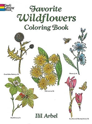 Paperback Favorite Wildflowers Coloring Book by Dover Publications featuring detailed wildflower illustrations for coloring.