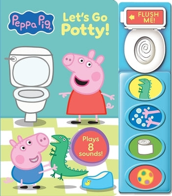 Peppa Pig: Let's Go Potty! Pi Kids board book with bright colorful illustrations and a battery-powered feature for interactive reading.