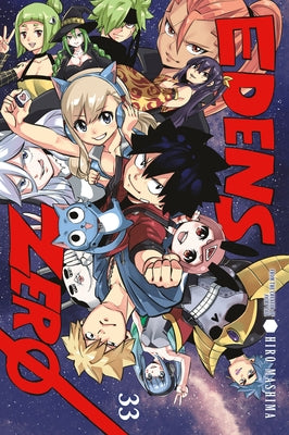 Paperback Edens Zero volume 33 manga by Kodansha Comics, featuring colorful cover art with characters from the series.