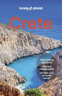 Lonely Planet Crete paperback travel guide with colorful cover showcasing Greek landscapes and historical sites.