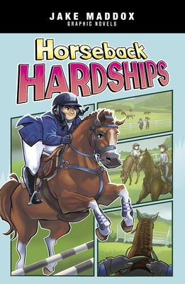 Paperback book titled "Horseback Hardships" by Stone Arch Books featuring a cowboy riding a horse on the cover.